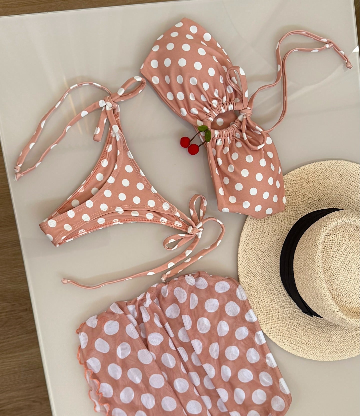 Conjunto Cherry Dots – Top + Mini Saia