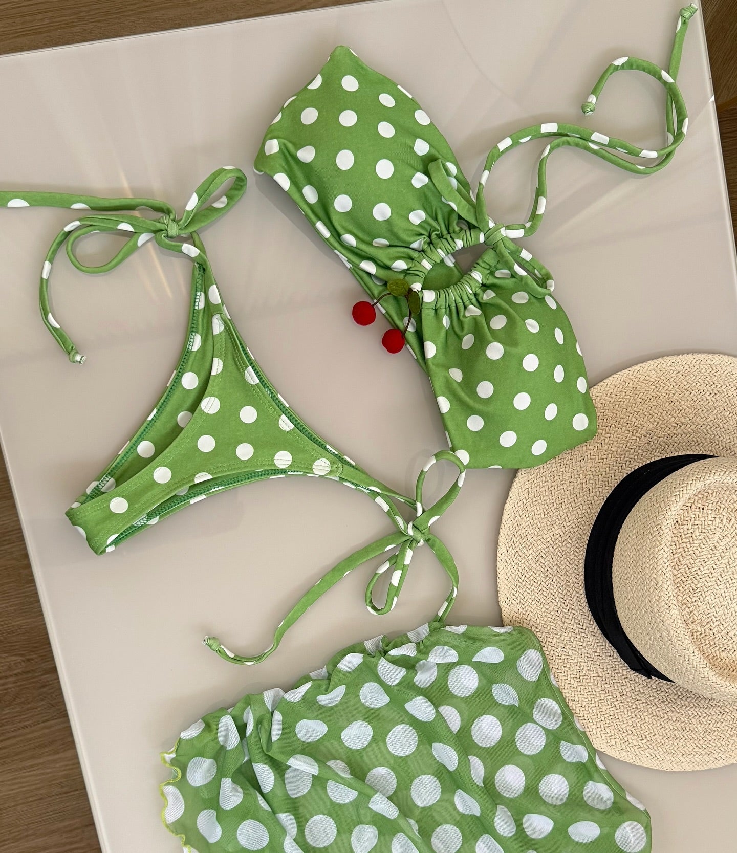 Conjunto Cherry Dots – Top + Mini Saia